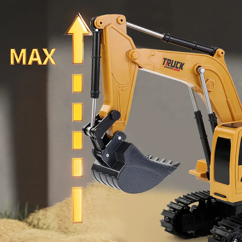 High Quality Six-Channel 2.4G Wireless Remote Control Racing Excavator Engineering Car Toy Alloy Version Kids Includes Charging