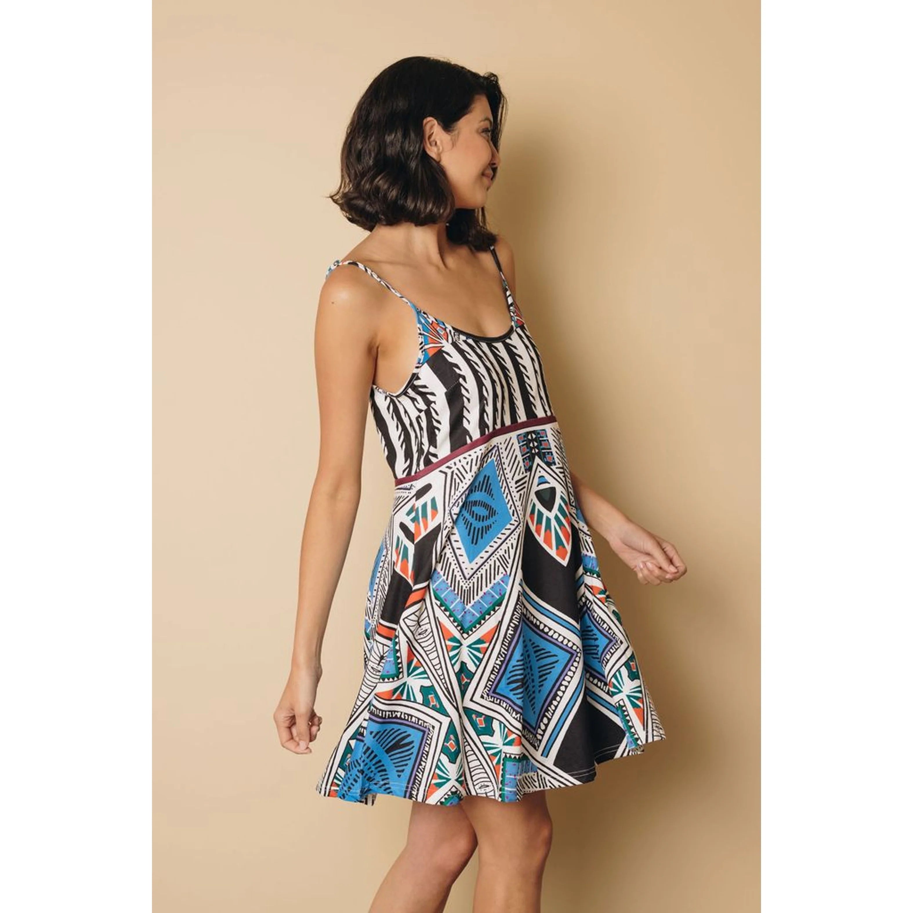 TD Breakeven Boho Dress Elegent Trendy Floral Short Dress for Women Free Size Empire Waistline Spandex Material Tassel for Day