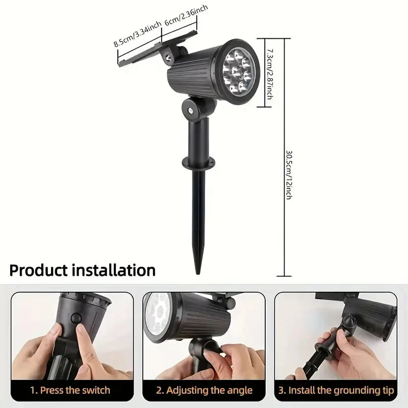 Solar Spotlight 9 LEDs Solar Lawn Lights Outdoor Waterproof Landscape Garden Lighting Atmosphere Lamp for Patio Yard Halloween