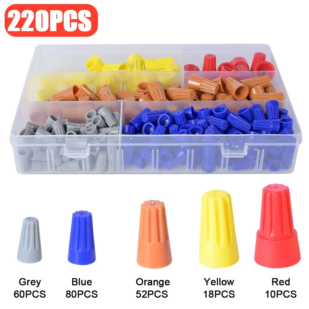 345PCS Crimping Cap Fast Wire Connector Electrical Insulated Twist Crimp Terminal AWG22-10 Nut Spring End Cap Rotating Splicing