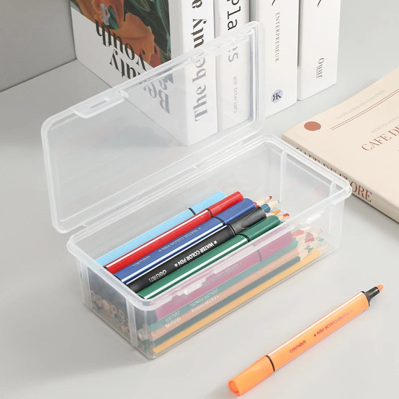 1/2pcs Portable Simple Plastic Transparent Pencil Box Student Stationery Pencil Case School Supplies For Kids Teachers