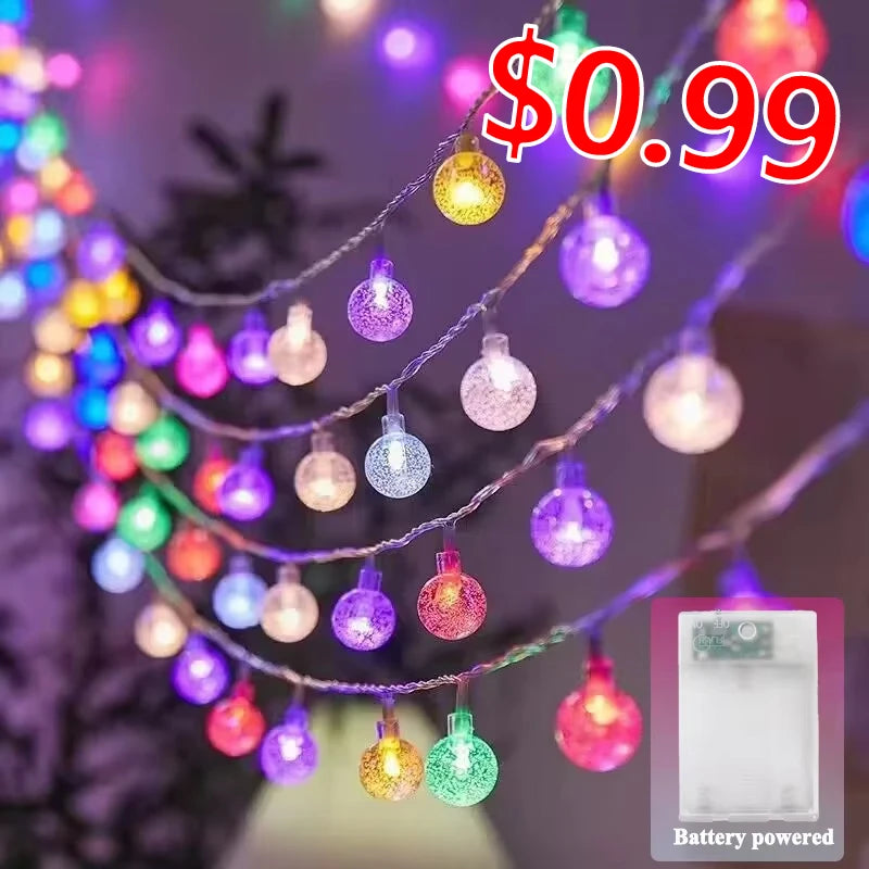 Solar String Lights 100 LED Crystal Globe Solar Lights Outdoor IP65 Waterproof with 8 Modes for Garden Tree Patio Party Decor
