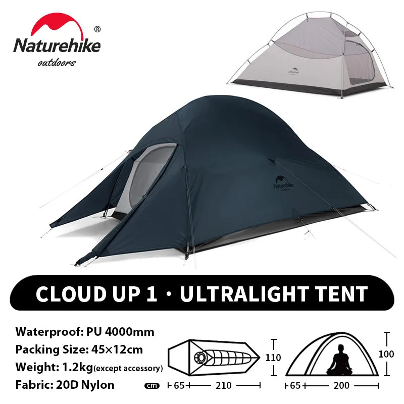Naturehike Cloud Up 1 2 3 Person Camping Tent Ultralight Waterproof Trekking Tents Hiking Backpacking Shelter Tent Travel Tent