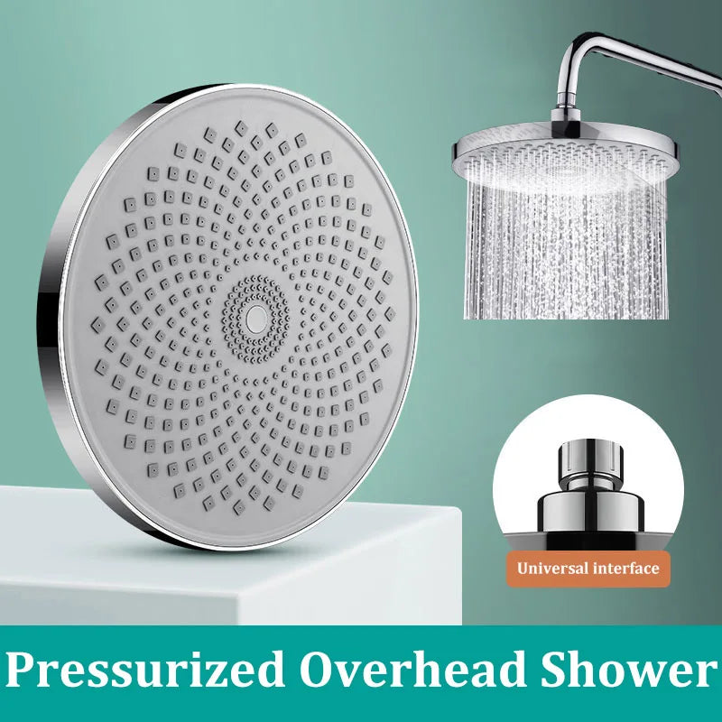 23CM Round Booster Large Size Shower Head Top Nozzle Full Body Shower Home Bathroom Universal Interface
