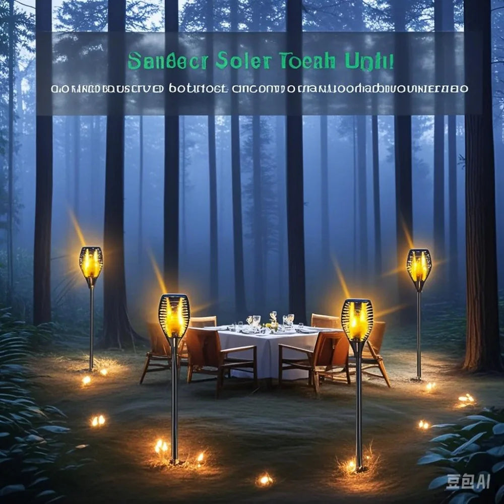 Solar Torch Lights Outdoor Waterproof Landscape Garden Pathway Light with Vivid Dancing Flickering Flame Auto on/Off Solar Light