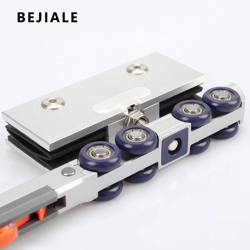Glass Door Lifting Wheel Bathroom Room Pulley Sliding Door Toilet Two-way Damping Buffer Glass Pulley Moving Door Track Fittings
