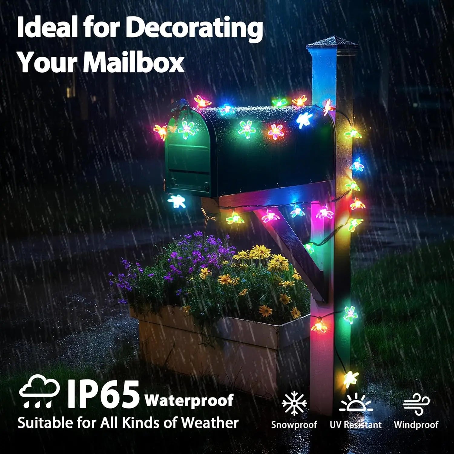 Solar String Lights Outdoor 50 LED with 8 Lighting Modes Waterproof Patio Lights for Garden Yard Party Halloween Christmas Decor