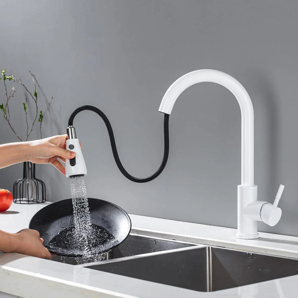White Touch on Kitchen Sink Faucets 3 Ways Sprayer Hot Cold Pull Out Kitchen Sink Mixer Tap Smar Sensor Touch Kitchen Faucet Tap