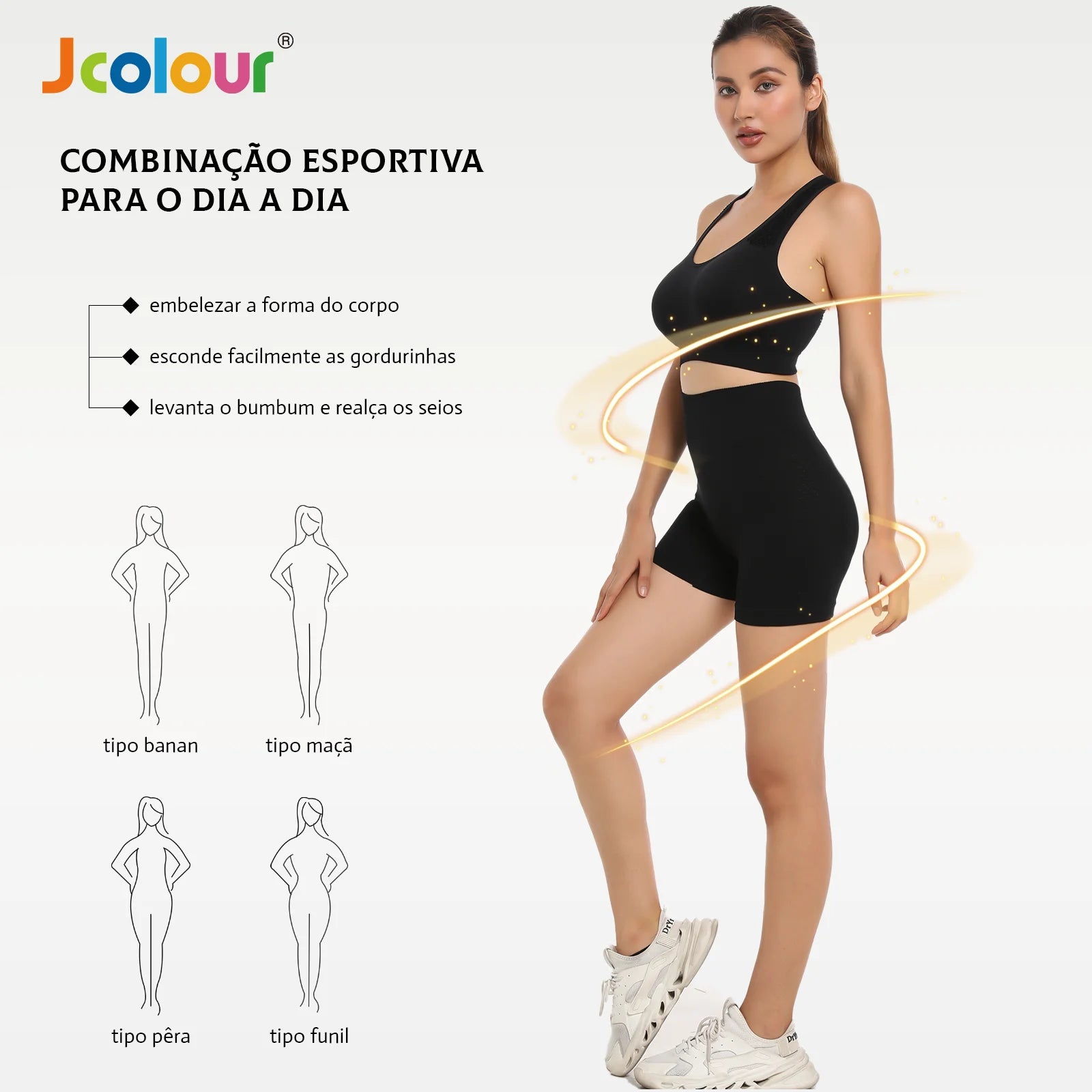 Frete grátis Jcolour Conjunto de Top e Shorts Esportivo Feminino, Respirável e de Secagem Rápida para Yoga e Corrida
