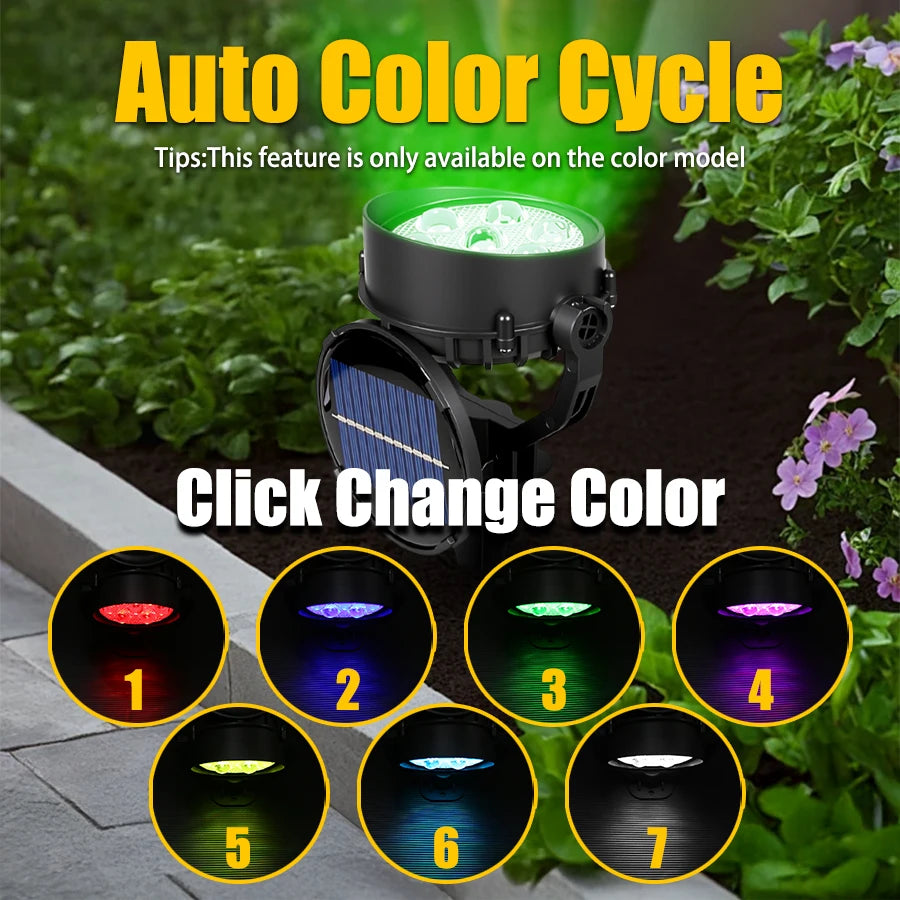 9 LED Solar Spot Lights IP65 Waterproof Outdoor RGB Solar Landscape Lights Brightness Adjustable for Garden Yard Palm Trees