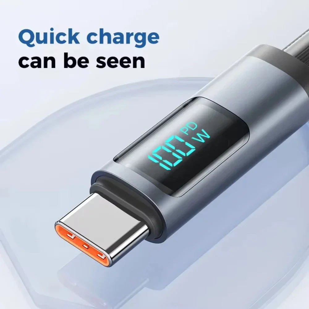 PD 100W Type C Cable PD Fast Charging USB C Display Cable Charger Cord For iPhone15 Macbook iPad Xiaomi Data Cord Wire
