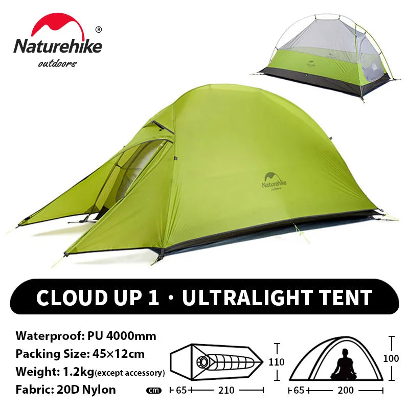 Naturehike Cloud Up 1 2 3 Person Camping Tent Ultralight Waterproof Trekking Tents Hiking Backpacking Shelter Tent Travel Tent