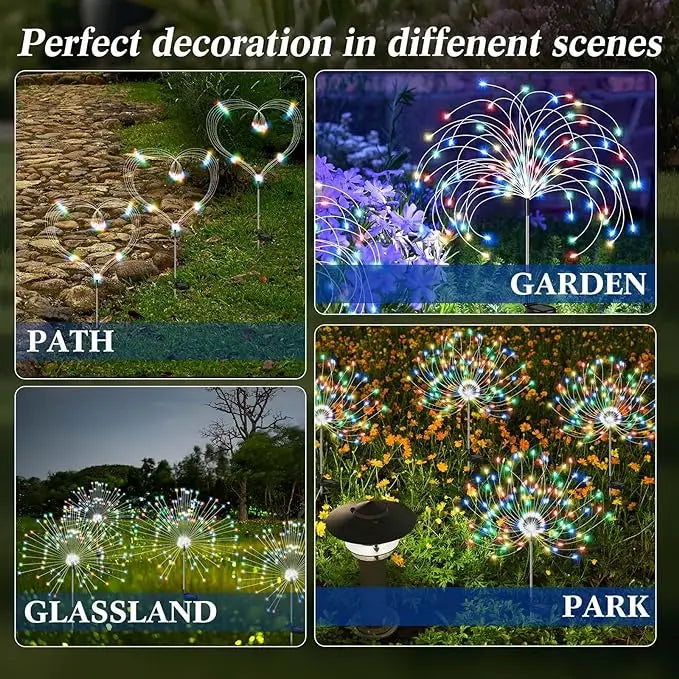 Solar Fireworks LED Light Outdoor Waterproof Solar Light 8 Lighting Modes DIY Starburst Fairy Light Holiday Decorative Lights
