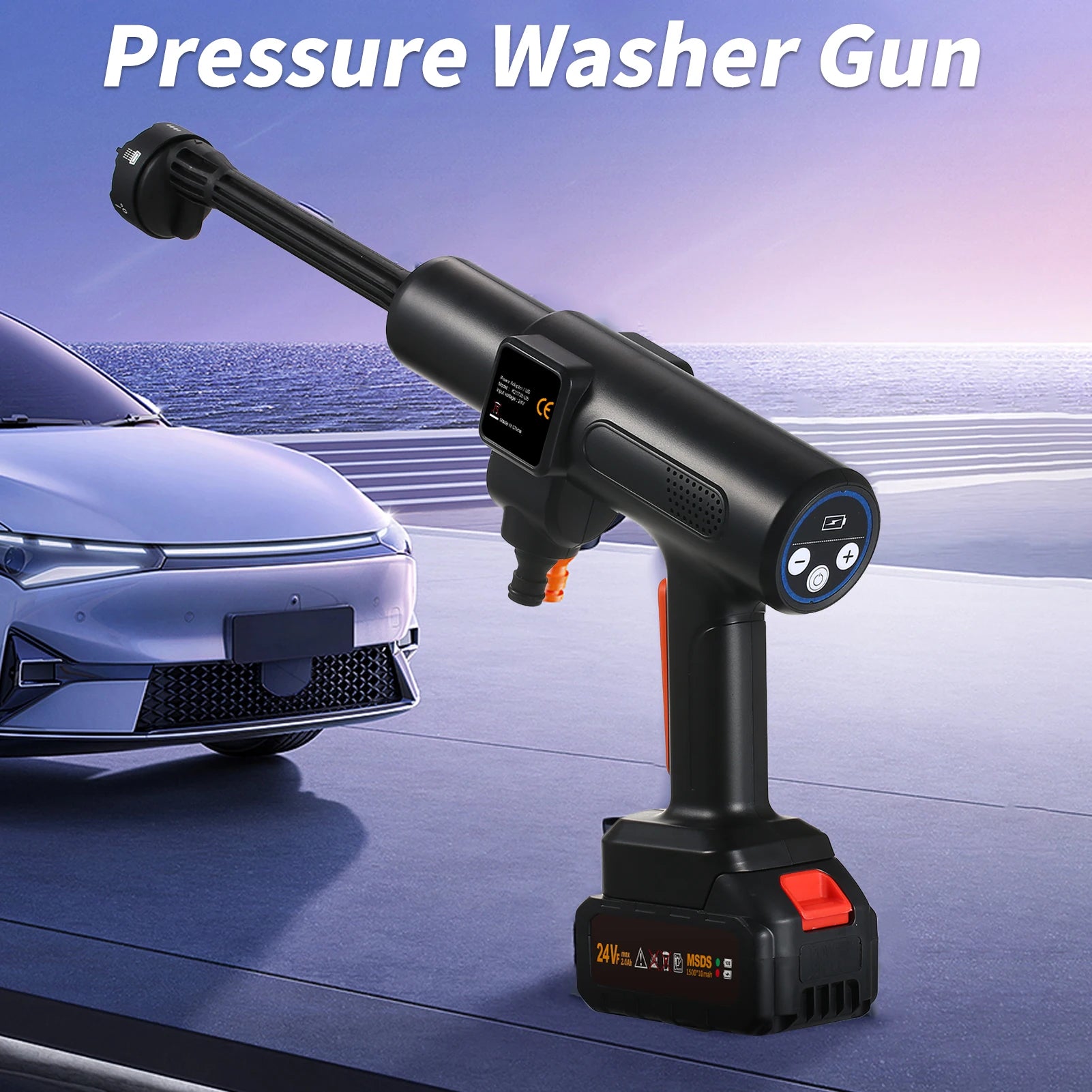 Handheld Pressure Washer Portable Power Cleaner with Rechargeable 1500*10mAh Battery Multiple Injection Modes Car Washer Gun