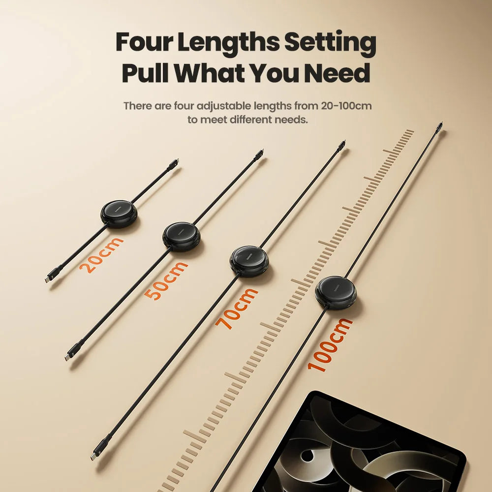 Toocki Retractable 100W Type C Cable For iPhone 15 16 Pro Max Macbook PD Fast Charging USB C To USB C Data Cord For Xiaomi 15 14