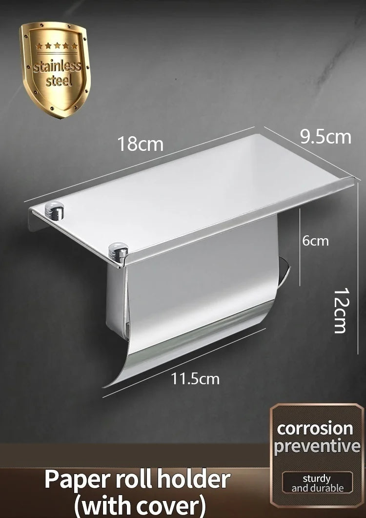 Bathroom Toilet Paper Holder 304 Stainless Steel Waterproof Roll Paper Box Tissue Box Holder Bathroom Hardware Accessories