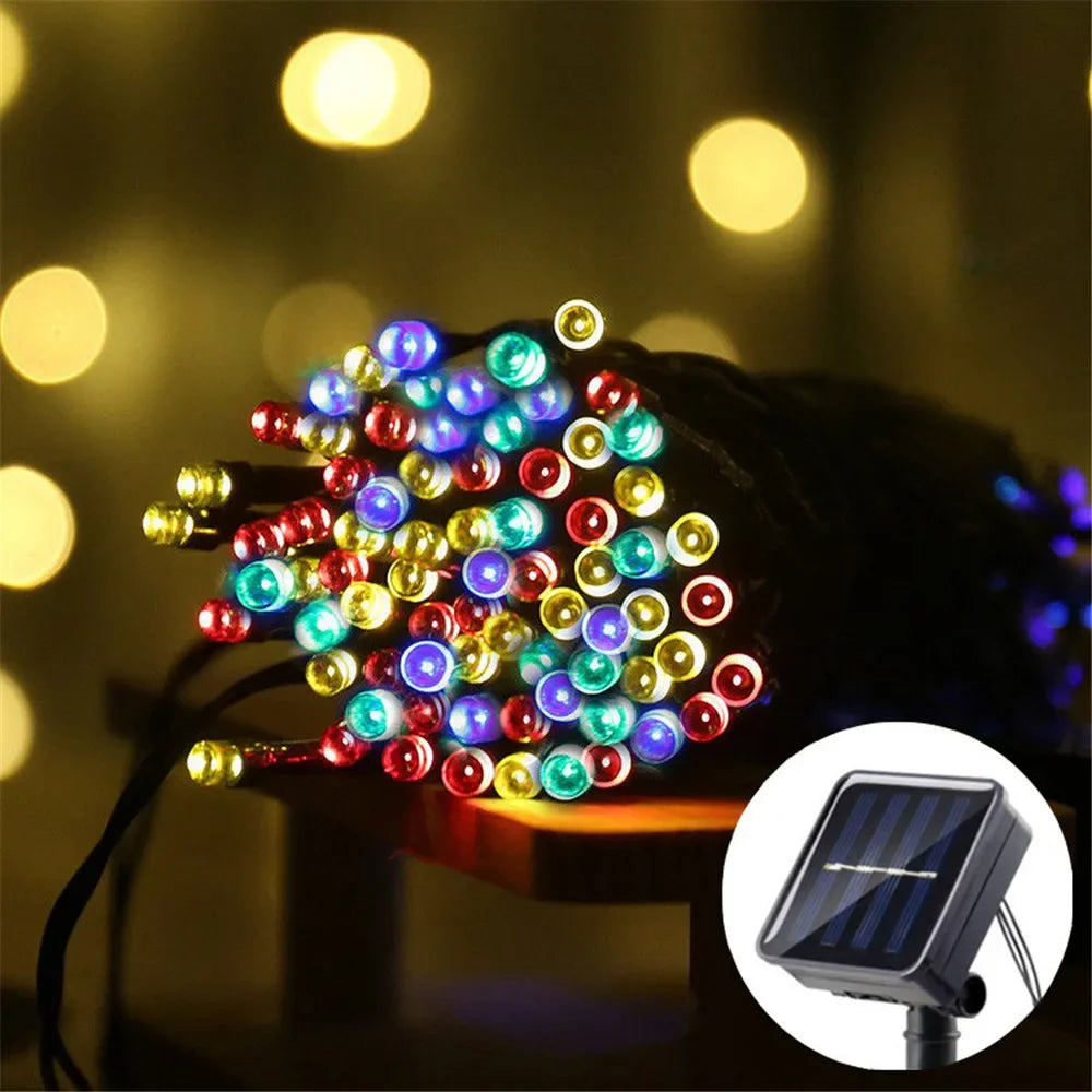 Solar String Light Fairy Outdoor Garden Waterproof Lamp 2025 Christmas Garland Xmas Holiday Party Home Halloween Decoration