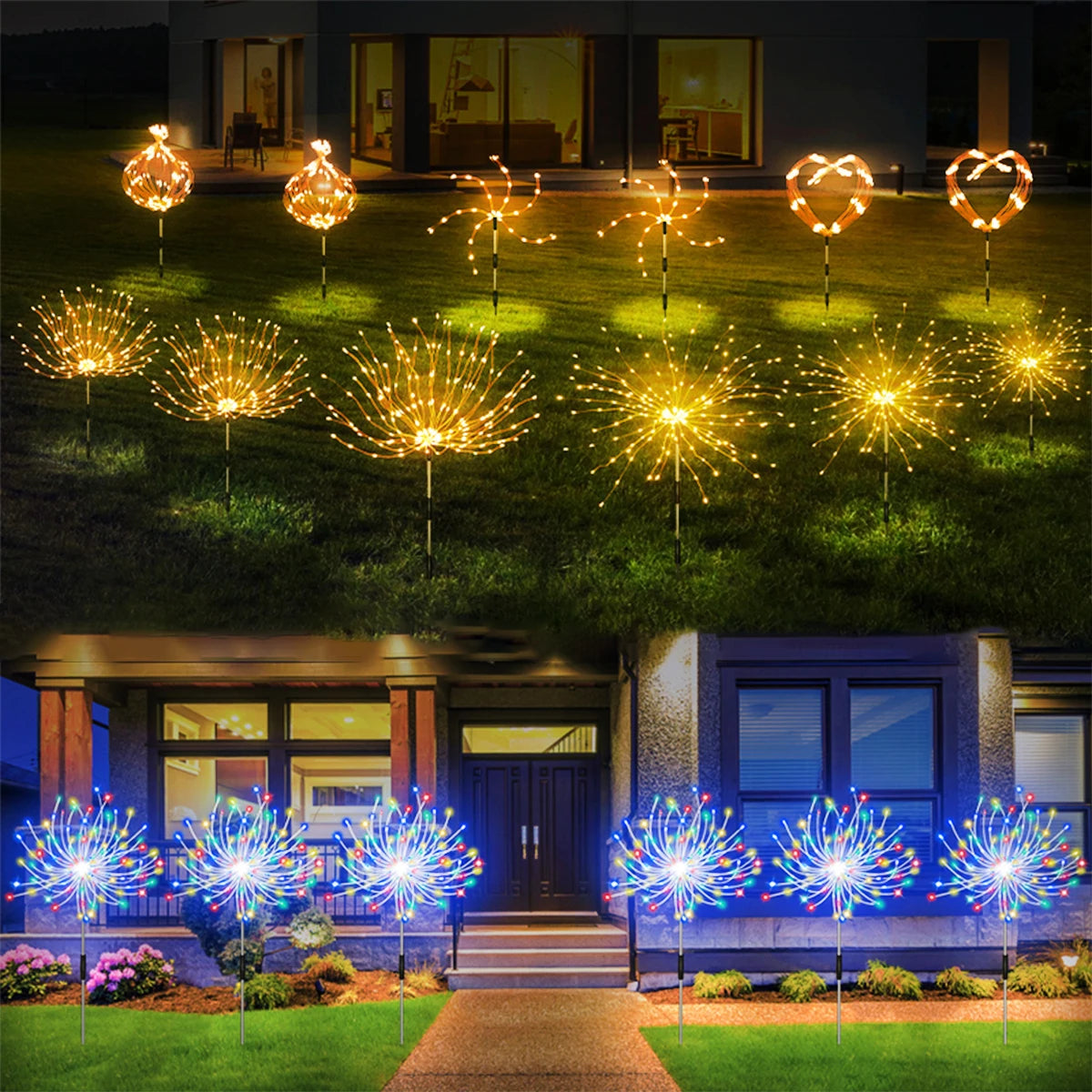 Solar Fireworks LED Light Outdoor Waterproof Solar Light 8 Lighting Modes DIY Starburst Fairy Light Holiday Decorative Lights