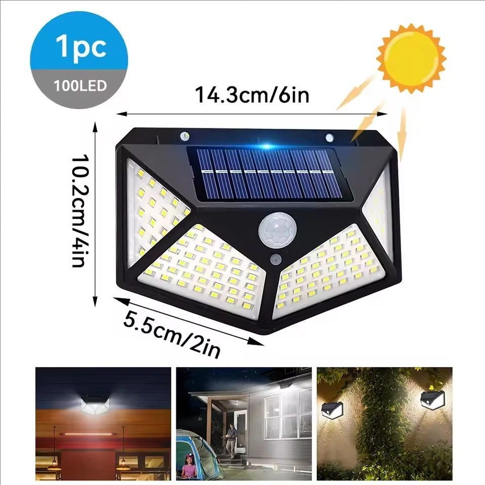 Solar Light 100LED Solar Flood Lights 3 Modes Outdoor Solar Motion Security Light Waterproof for Garden Patio Garage Wall Light
