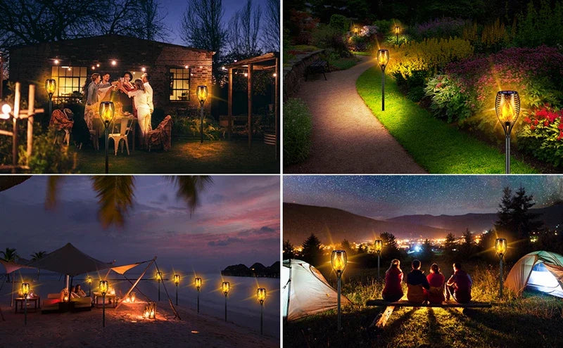 Solar Torch Lights Outdoor Waterproof Landscape Garden Pathway Light with Vivid Dancing Flickering Flame Auto on/Off Solar Light