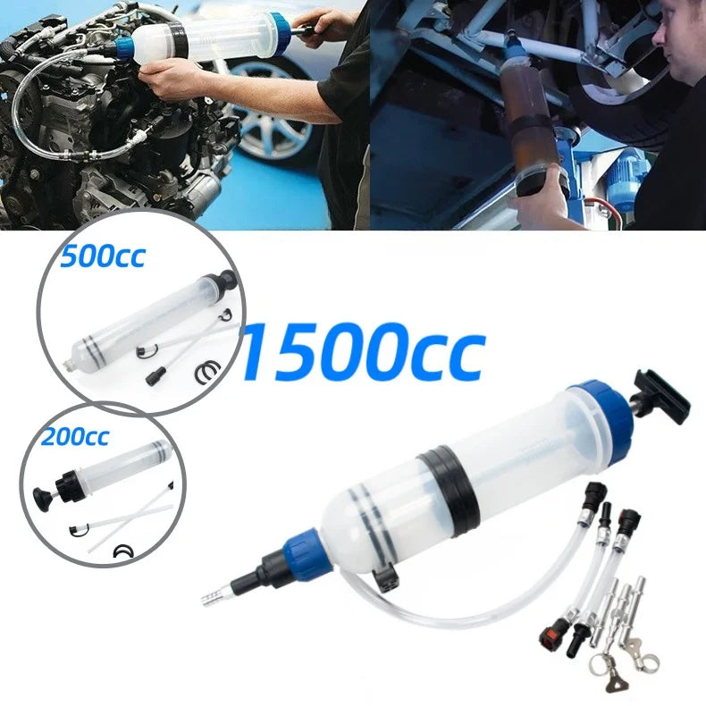 Oil Fluid Extractor 0.2-1.5L Syringe Pump for Car Oil Change Fuel Transfer Automotive Manual Extractor Tool Brake Fluid Coolant
