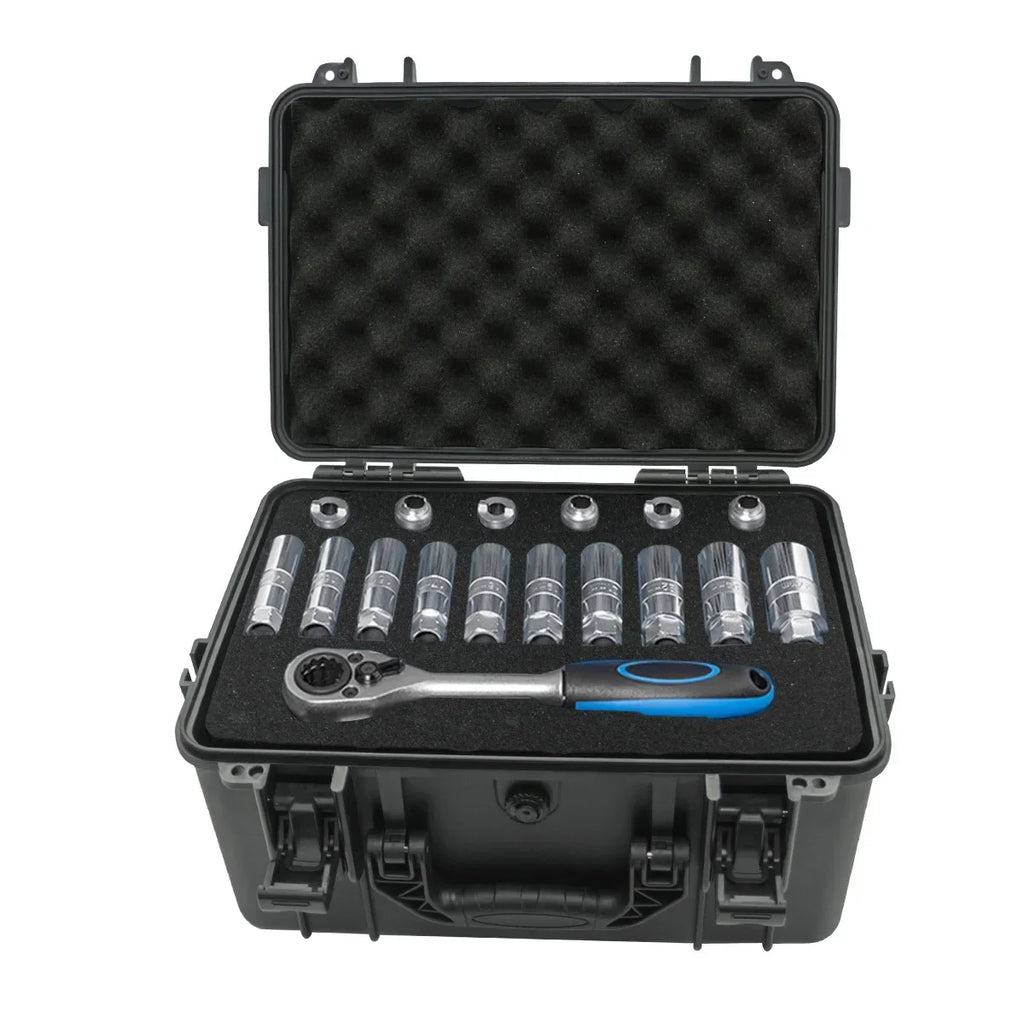 1 portable toolbox with pre cut sponge insert, shock resistant and wear-resistant hard shell protection tool equipment box