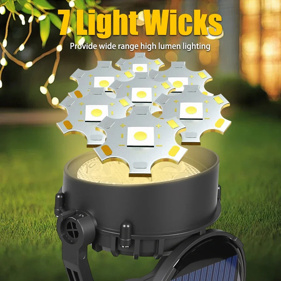 9 LED Solar Spot Lights IP65 Waterproof Outdoor RGB Solar Landscape Lights Brightness Adjustable for Garden Yard Palm Trees
