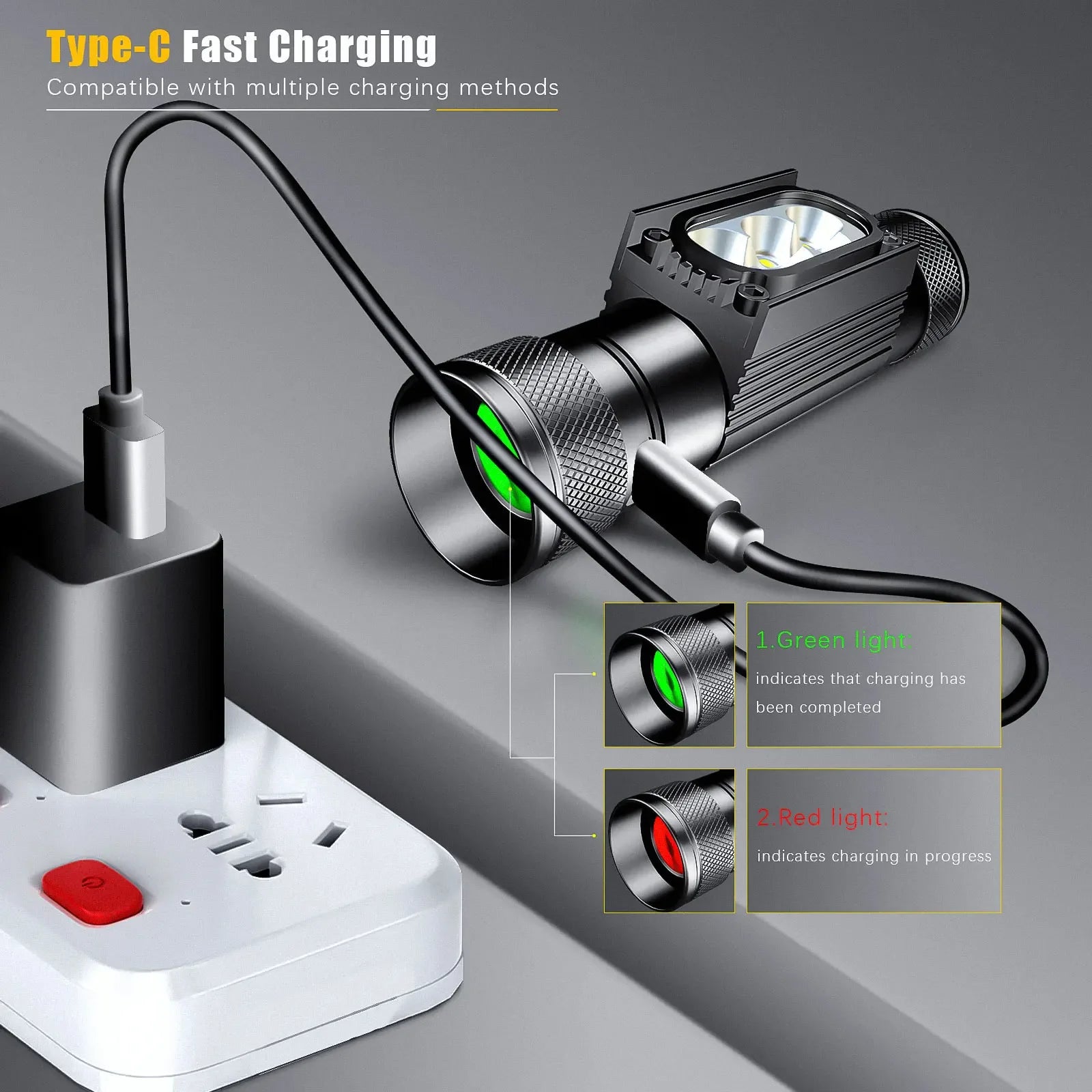 SOLOLANDOR White Yellow LED Outdoor exploration lighting flashlight USB rechargeable flashlight 18650 Battery