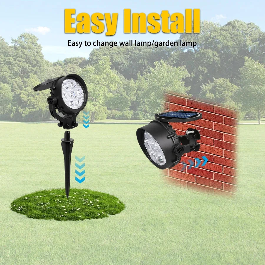 9 LED Solar Spot Lights IP65 Waterproof Outdoor RGB Solar Landscape Lights Brightness Adjustable for Garden Yard Palm Trees