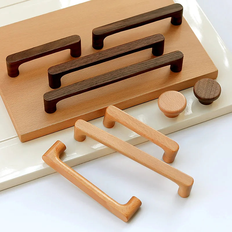 Solid Wooden Kitchen Door Dresser Wardrobe Knobs Cupboard Drawer Pull Cabinet Furniture Handle