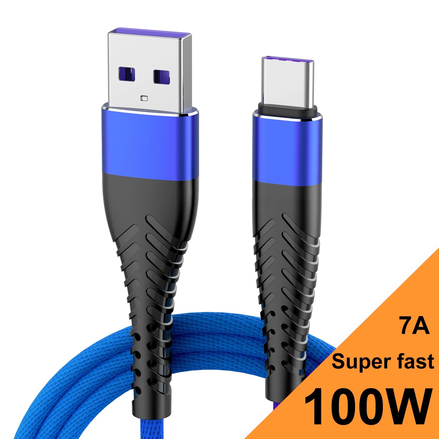 7A 100W Type C Cable Super Fast Charging Data Cord for iPhone Xiaomi Huawei Samsung Oneplus USB C Cable Phone Nylon braided Wire