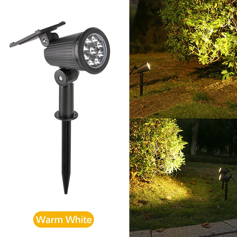 9 LEDs Solar Spotlights, Outdoor Waterproof, Spot Lights, Brightness Adjustable for Garden Backyard Driveway Patio Decor