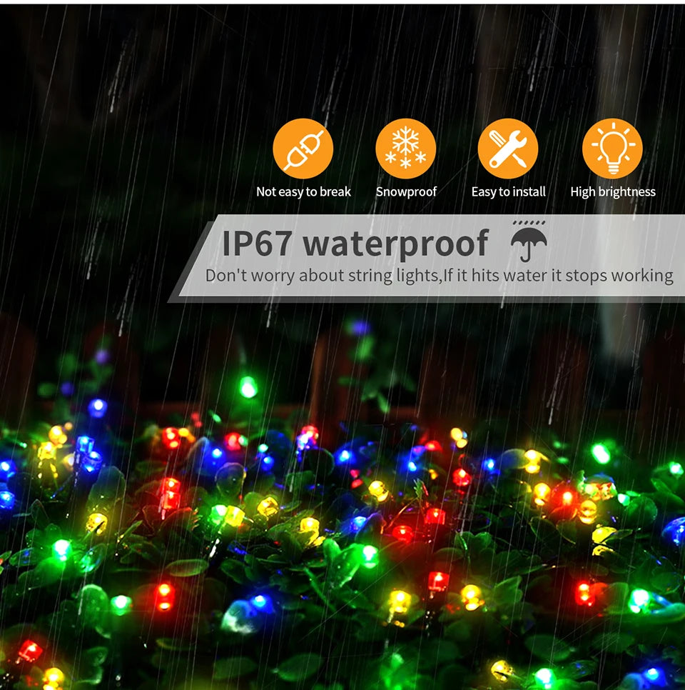 10M-100M Solar Outdoor Lights Waterproof Fairy Light String Waterproof Christmas Lights Garland Party New Year Wedding Decoratio