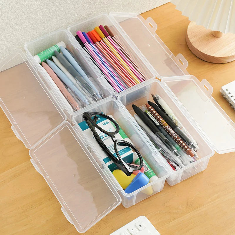 1/2pcs Portable Simple Plastic Transparent Pencil Box Student Stationery Pencil Case School Supplies For Kids Teachers