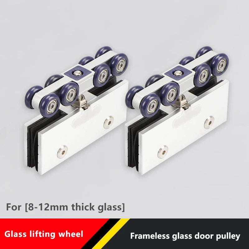 Glass Door Lifting Wheel Bathroom Room Pulley Sliding Door Toilet Two-way Damping Buffer Glass Pulley Moving Door Track Fittings