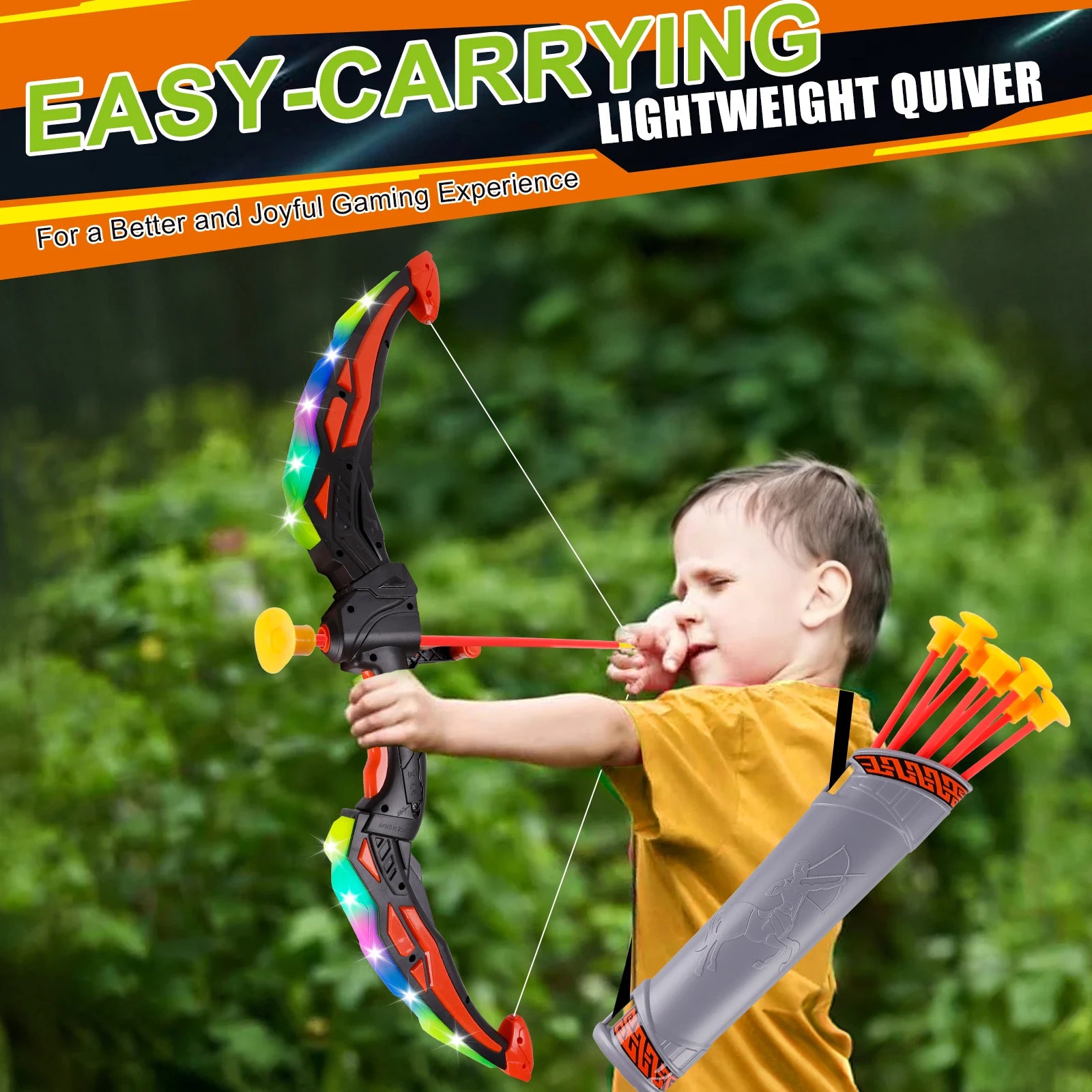 2 Bow and Arrow Sets with LED Light-up, 2 Foam Dart Guns for Kids 5 6 7 8 9 10+, Archery Set with Standing Target for Boys Girls