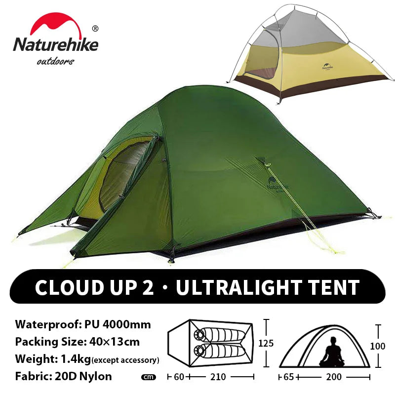 Naturehike Cloud Up 1 2 3 Person Camping Tent Ultralight Waterproof Trekking Tents Hiking Backpacking Shelter Tent Travel Tent