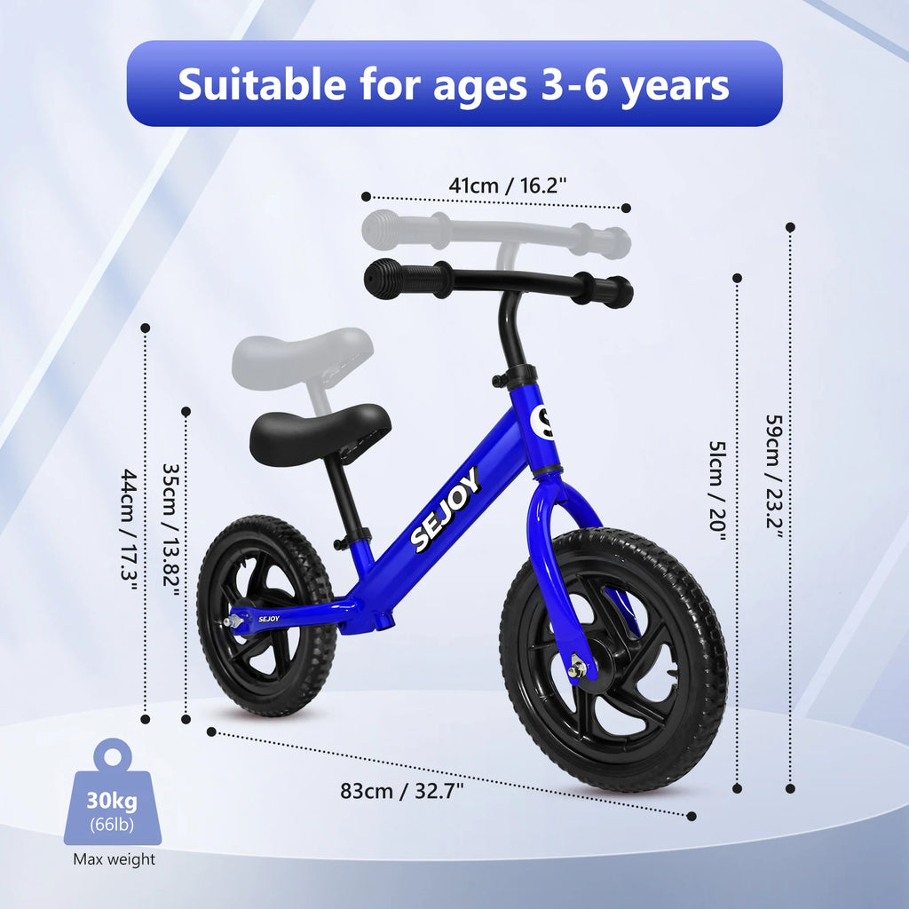 SEJOY Balance Bike for Kids Toddler Training Bicycle  for Ages 3-6 Years Old Outside Bike Toy Scooter Saddle Height Adjustable