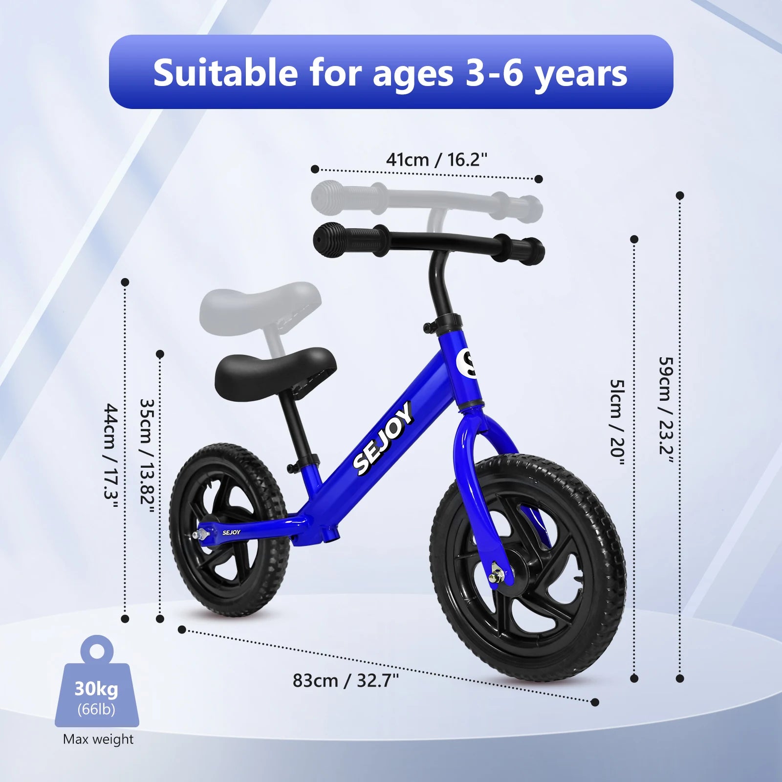 SEJOY Balance Bike for Kids Toddler Training Bicycle  for Ages 3-6 Years Old Outside Bike Toy Scooter Saddle Height Adjustable