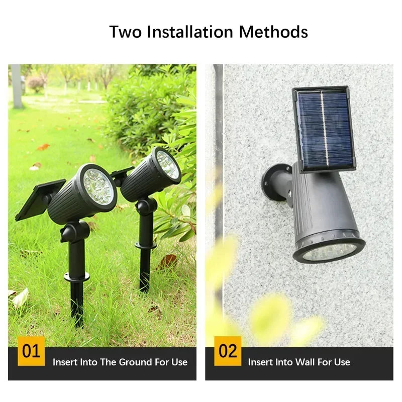 KDULIT 1-2PCS 9LED Solar Powered Lawn Lamp Adjustable Outdoor IP65 Waterproof Garden Courtyard Decoration Street Lamp Spotlight