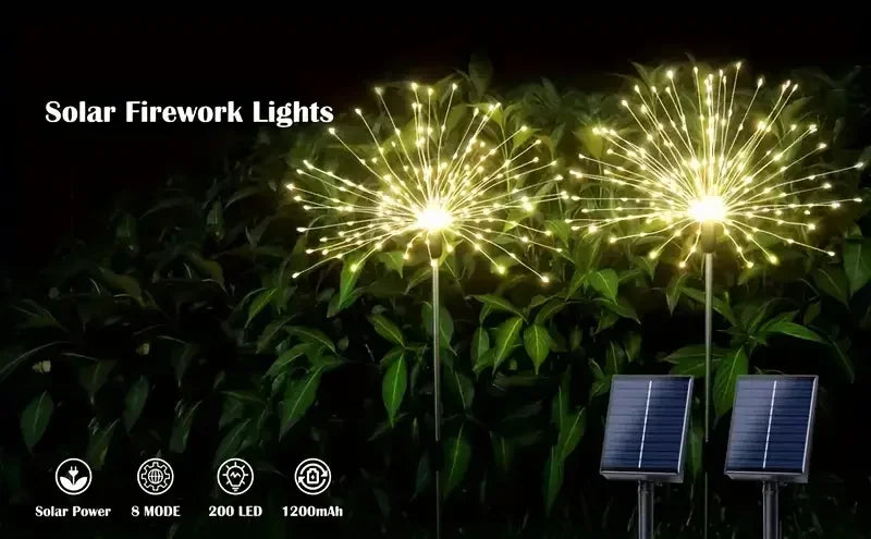 90LED Solar Fireworks Light Outdoor Fairy Garden Lights 8 Lighting Modes DIY Starburst Solar Lamps Holiday Decorative Lights