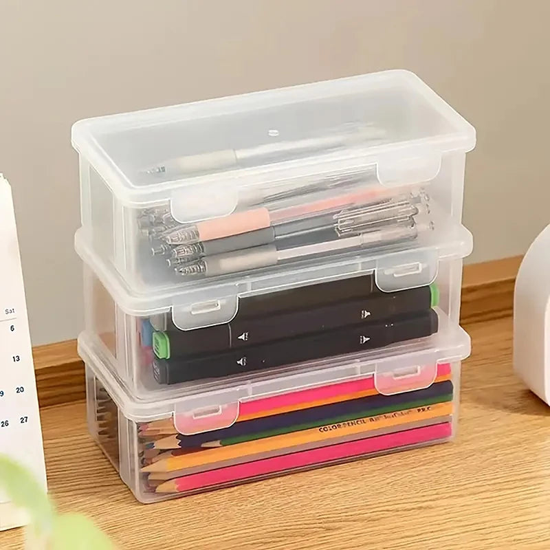 1/2pcs Portable Simple Plastic Transparent Pencil Box Student Stationery Pencil Case School Supplies For Kids Teachers
