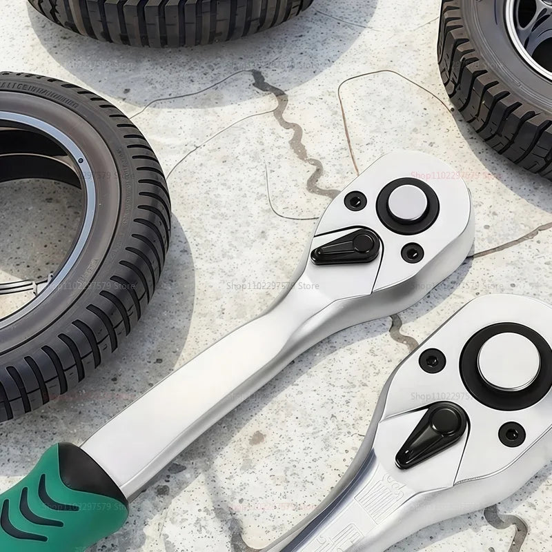 Drive Socket Set 1/4"-3/8",CR-V Metric and Imperial Sockets with Quick-Release Ratchet Wrench,pro model 72 teeth, Sockets