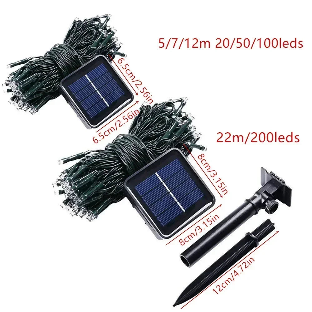 Solar String Light Fairy Outdoor Garden Waterproof Lamp 2025 Christmas Garland Xmas Holiday Party Home Halloween Decoration