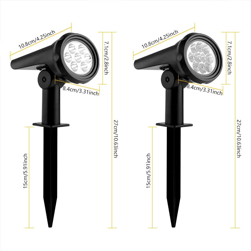 Solar LED Spotlights (7/10 LED) Intelligent Light Control, Weatherproof, Multiple Colors. Ideal for Garden ,Outdoor Lighting