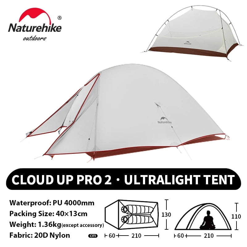 Naturehike Cloud Up 1 2 3 Person Camping Tent Ultralight Waterproof Trekking Tents Hiking Backpacking Shelter Tent Travel Tent