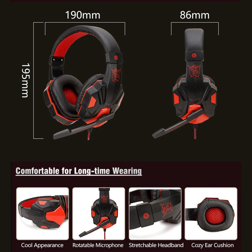 Gaming Headphones 3.5mm Wired PC Bass Stereo Gamer Headset Phone Laptop Earphone Helmet With Microphone For PS4 Xbox One Switch