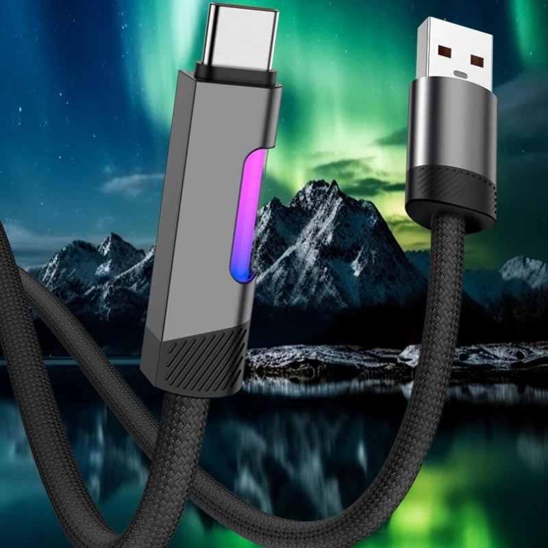 NEW RGB Fast Charging Cable 100W Type C Cable Changing Fast Charging Cable for Xiaomi Huawei Redmi OPPO POCO RGB Ambient Light