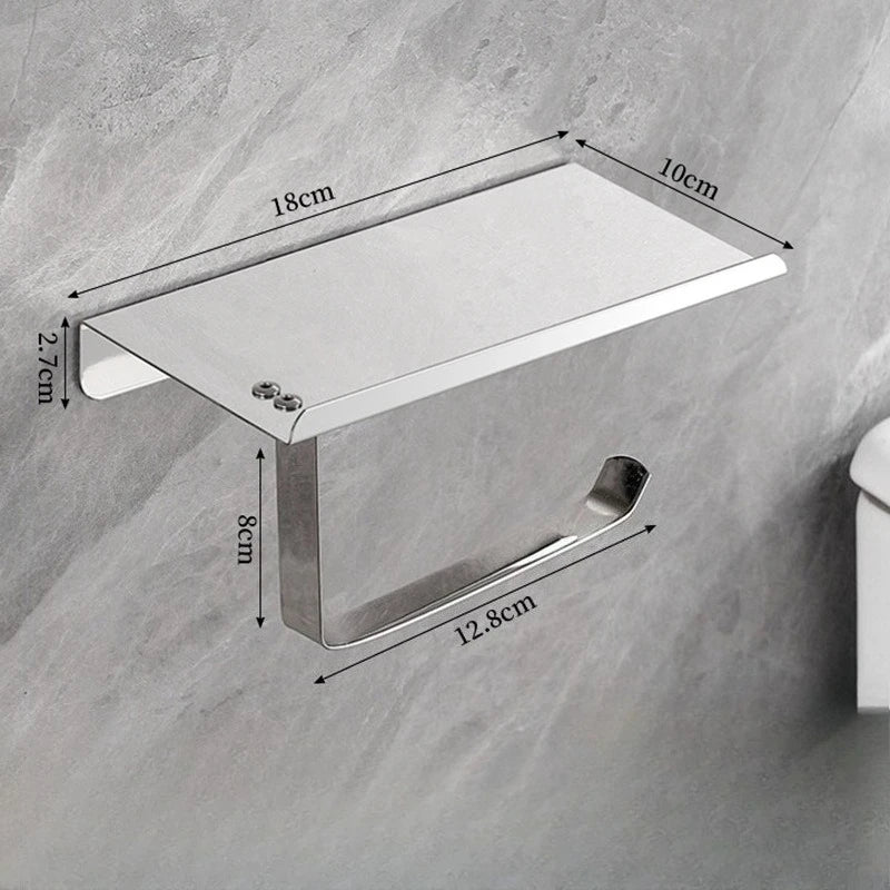 Stainless Steel Bathroom Paper Holder Toilet Roll Holder No Drilling Wall Mount WC Paper Phone Holders Home Paper Towel Holder