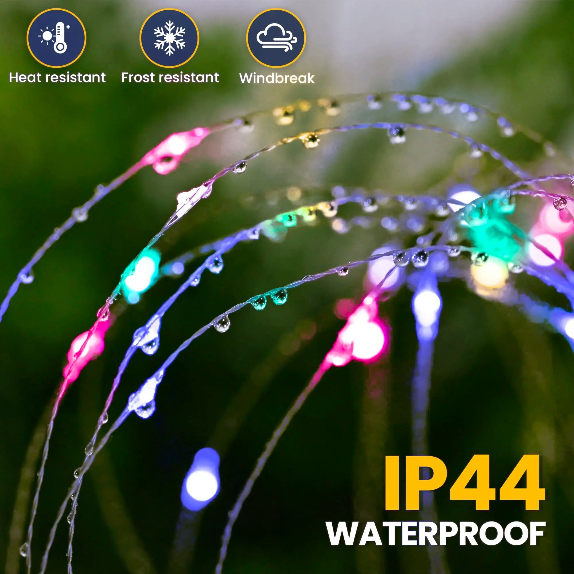60/90/150/200 LED Solar Fireworks Lights Outdoor Decorative Multicolor Starburst Waterproof Lamps with 8 Modes for Garden Path